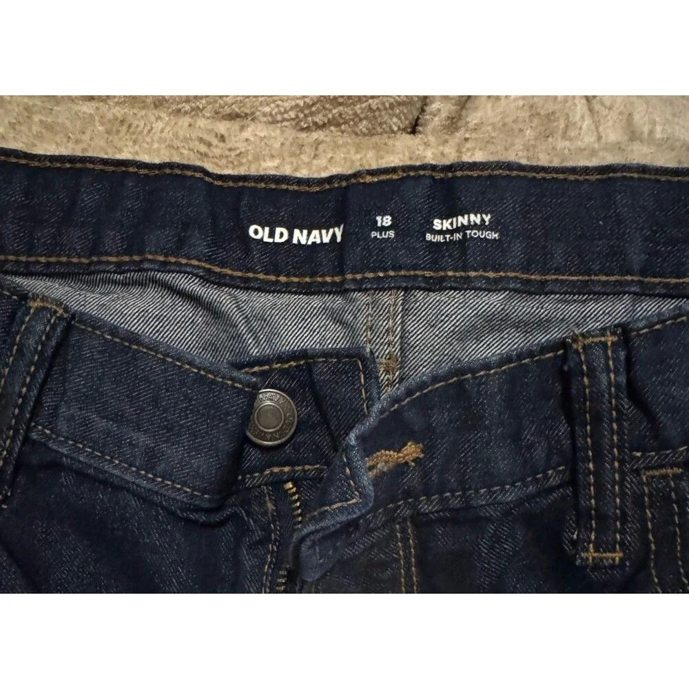 Lot Of 2 Old Navy Skinny Jeans Boys Size 18 Plus Dark Blue Denim Built In Tough